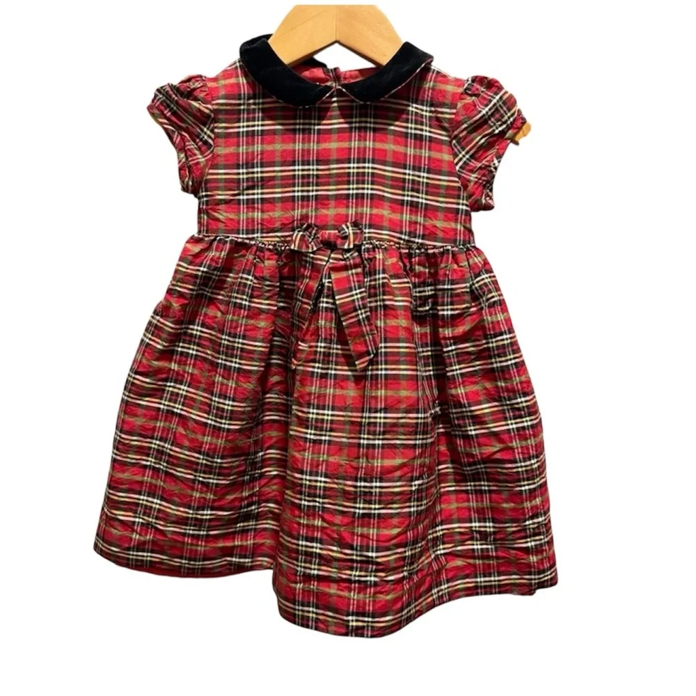 Talbots Kids Red Plaid Silk Dress size 18M